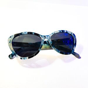Privé Revaux "The Timeless" Blue Tortoiseshell Cat Eye Sunglasses w Rhinestones